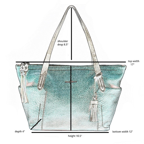 COLE HAAN Pebbled Leather Tote Bag with Tassel - Picture 15 of 15